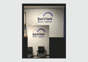 Banyan wall sign and install